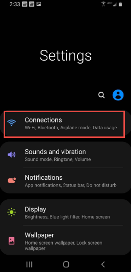 Bluetooth section on Android