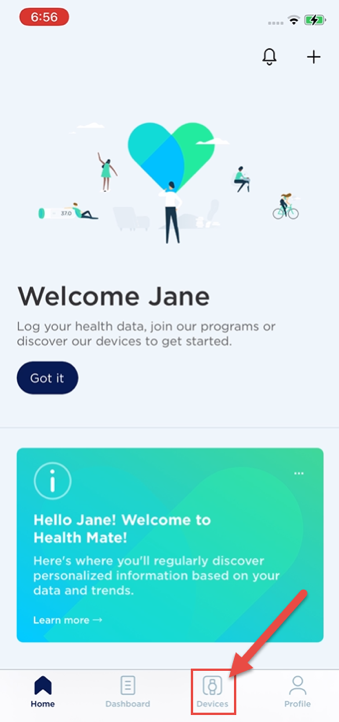 Select Devices in device app