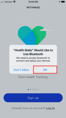 Bluetooth prompt in device app