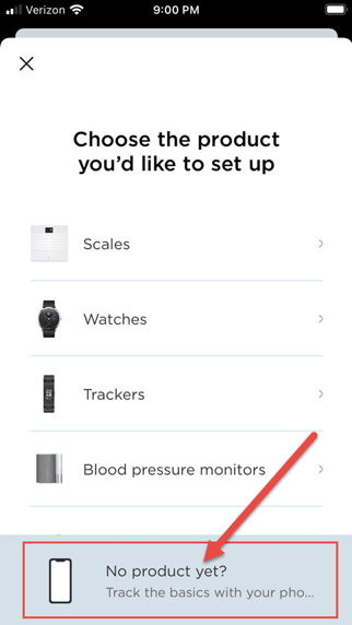 Product options in device app