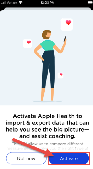Activate Apple Health in device app