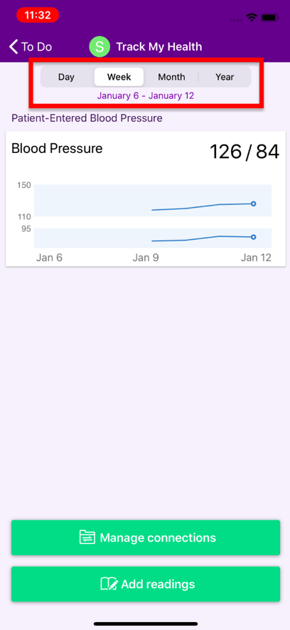 Select time intervals in Track My Health