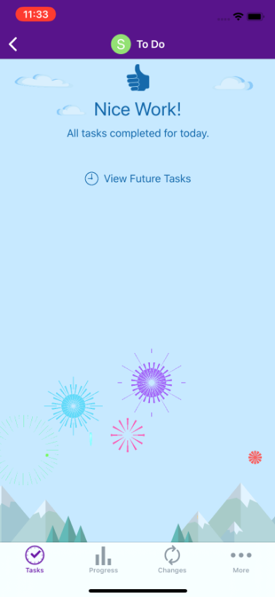 Tasks completed for the day