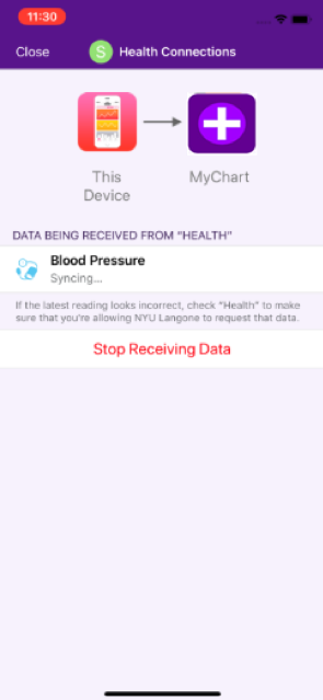 Health Connections screen