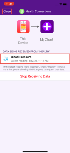 Health data syncing