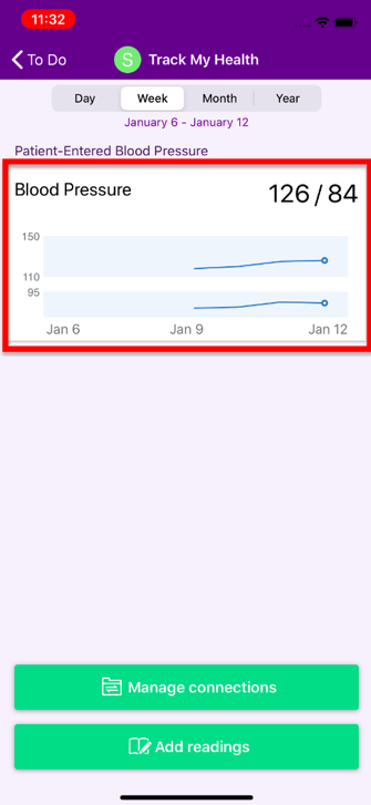 Track My Health with recent reading