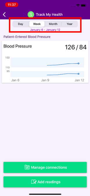 Select time intervals in Track My Health